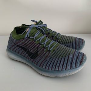 Men’s Nike Free RN Flyknit - Size 9 - Green & Grey